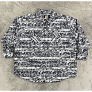 Panhandle Shirt Mens 4XL Aztec Western Rodeo Cowboy Ranch Pearl Snap Tribal Blue